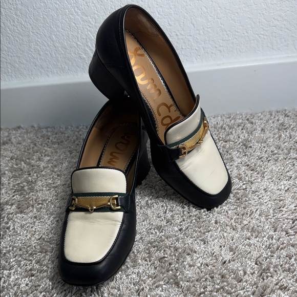 Sam Edelman Shoes - Sam Edelman Black and Cream Loafers with Gold Accent